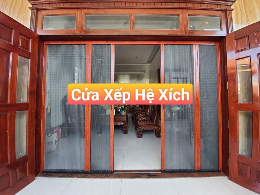 Cửa lưới chống muỗi dạng xếp không ray ghép cánh cao cấp
