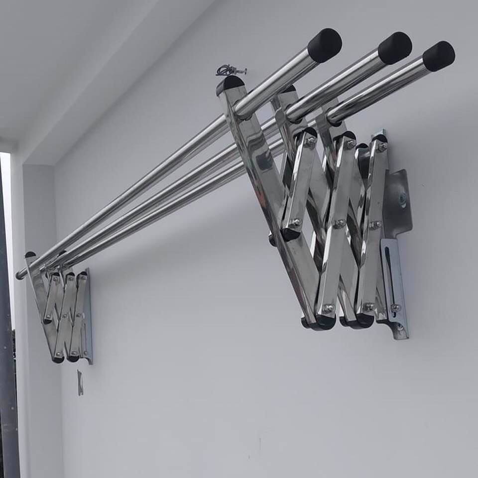 Giàn phơi gắn tường kéo ngang inox