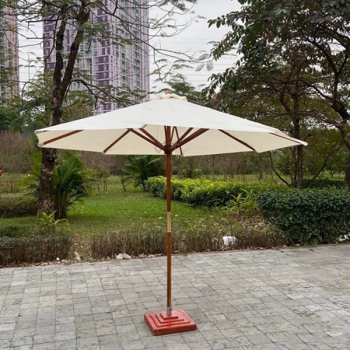 Ô dù hòa phát chính tâm cán gỗ 3m màu kem