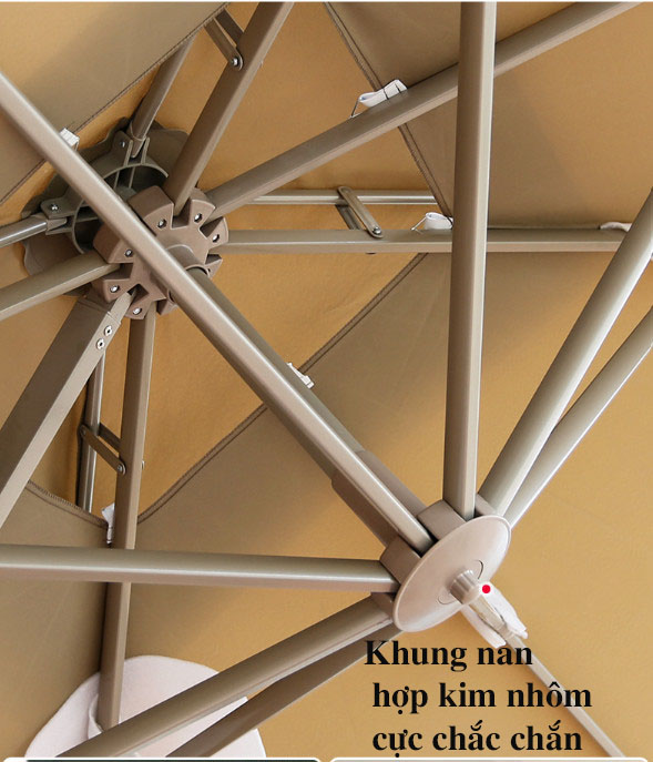 Hình ảnh Ô lệch tâm có đèn 3x3m hợp kim có đèn dạng sao màu đỏ mận đế nhựa đổ nước